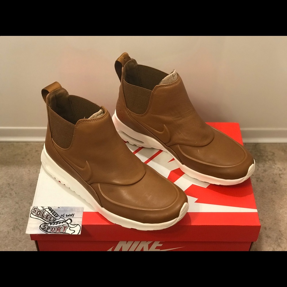 NEW Nike Air Max Thea Mid Sneaker Boot Tan Leather - Picture 3 of 8